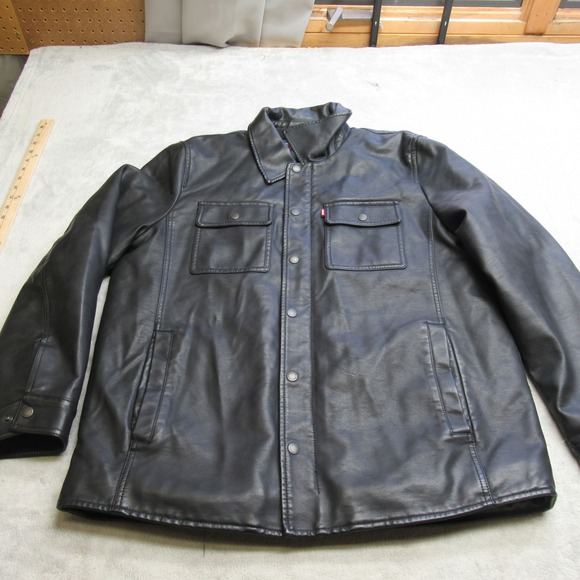 Levis Jacket Mens Large Black Sherpa Lined Insulated Outwear Poly Heavy-duty‎